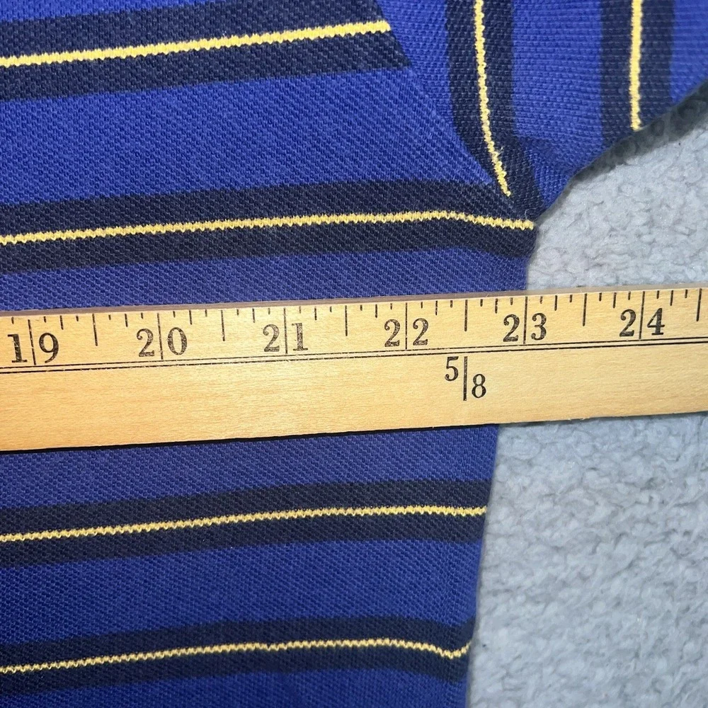 VTG Polo Ralph Lauren Shirt Men's Size L Blue Black Yellow Striped Red Pony Polo